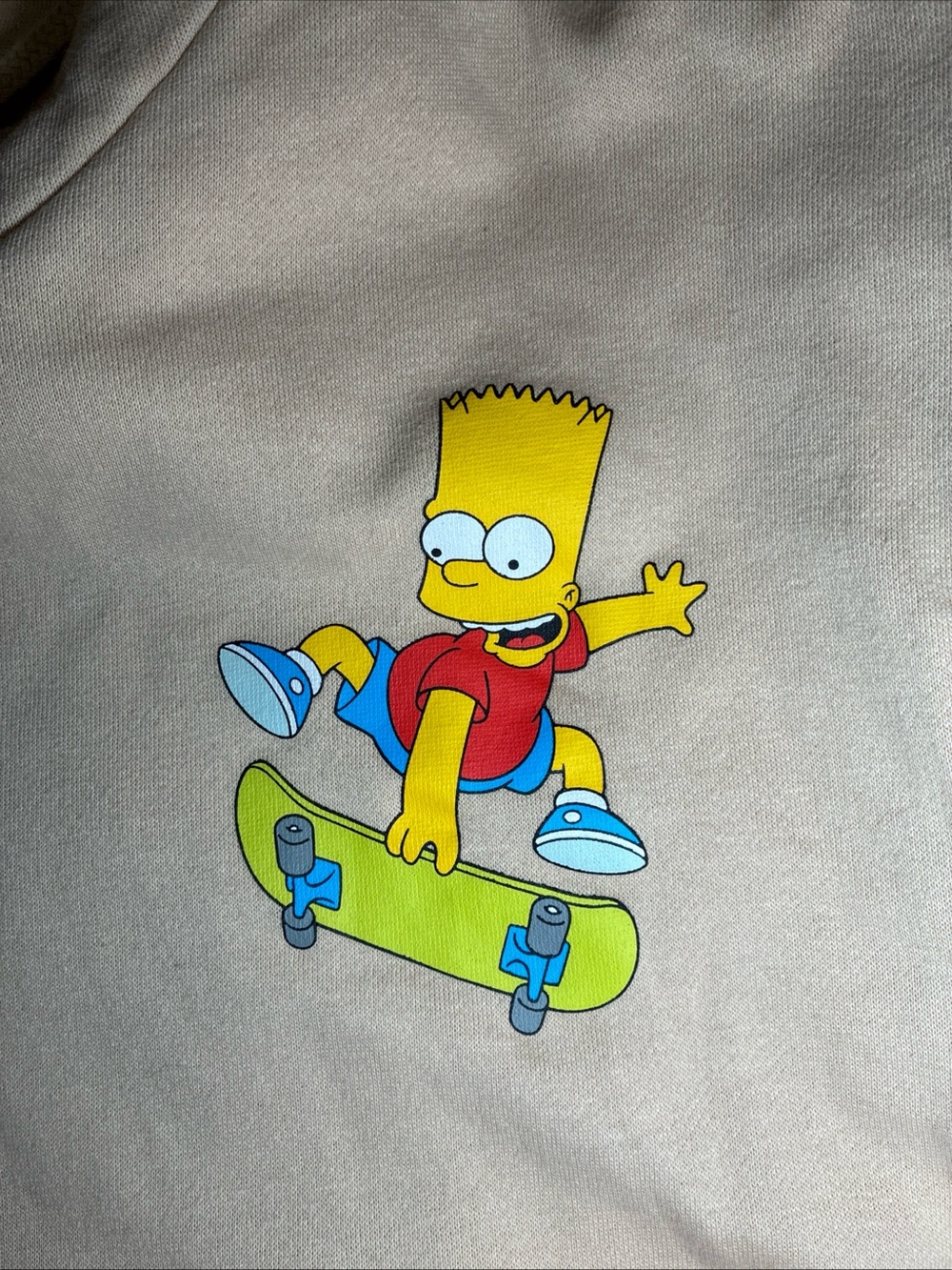 VTG Y2K The Simpsons Bart Simpson Skateboard Beige Graphic Hoodie Size Large - Picture 6 of 8